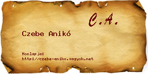 Czebe Anikó névjegykártya
